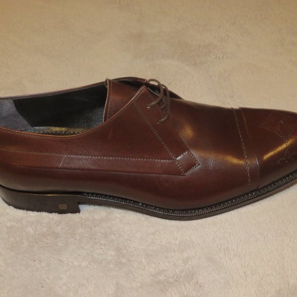 Louis Vuitton Brown Leather Captoe Flower Medallion Dress Shoes 9.5 NWB main image 5